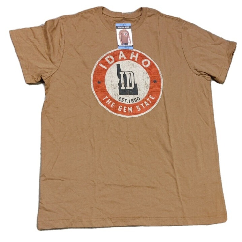 NWT State of Mine‎ Short Sleeve Brown Idaho Graphic Tee Size XL